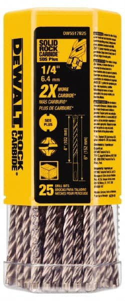 DeWALT - 1/4" Diam, SDS-Plus Shank, Carbide-Tipped Rotary & Hammer Drill Bit - Caliber Tooling