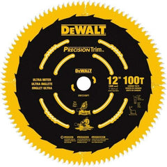 DeWALT - 12" Diam, 1" Arbor Hole Diam, 100 Tooth Wet & Dry Cut Saw Blade - Carbide-Tipped, Crosscutting Action, Standard Round Arbor - Caliber Tooling