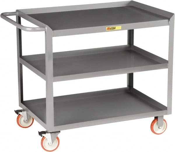 Little Giant - 1,200 Lb Capacity, 3 Shelf Mobile Workstation - 36" Wide x 24" Deep x 34" High, Steel, Gray - Caliber Tooling