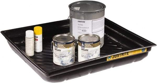 Justrite - 23 Gallon Capacity, 34 Inch Long x 37-3/4 Inch Wide, Polyurethane Spill Tray - 34 Inch Diameter, 5-1/2 Inch High, Black - Caliber Tooling