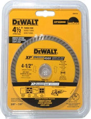 DeWALT - 4-1/2" Diam, 7/8" Arbor Hole Diam, Wet & Dry Cut Saw Blade - Diamond-Tipped, Standard Round Arbor - Caliber Tooling