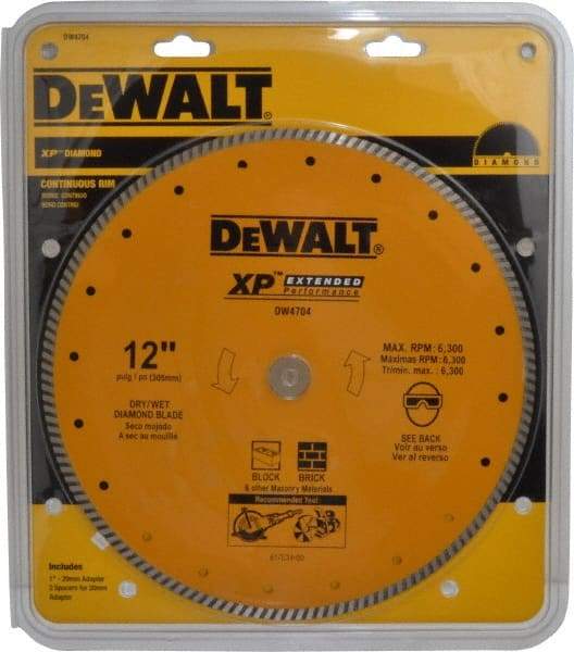 DeWALT - 12" Diam, 1" Arbor Hole Diam, Wet & Dry Cut Saw Blade - Diamond-Tipped, Standard Round Arbor - Caliber Tooling