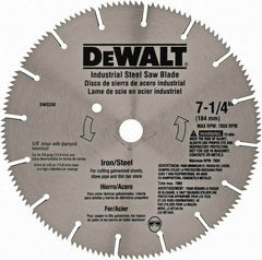 DeWALT - 7-1/4" Diam, 5/8" Arbor Hole Diam, 16 Tooth Wet & Dry Cut Saw Blade - Steel, Smooth Action, Standard Round Arbor - Caliber Tooling