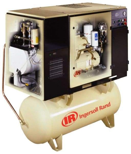 Ingersoll-Rand - 7.5 hp, 80 Gal Stationary Electric Rotary Screw Air Compressor - Three Phase, 150 Max psi, 25 CFM, 200 Volt - Caliber Tooling