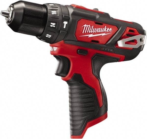 Milwaukee Tool - 12 Volt 3/8" Keyless Chuck Cordless Hammer Drill - 0 to 22,500 BPM, 0 to 400 & 0 to 1,500 RPM, Reversible - Caliber Tooling