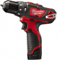 Milwaukee Tool - 12 Volt 3/8" Keyless Chuck Cordless Hammer Drill - 0 to 22,500 BPM, 0 to 400 & 0 to 1,500 RPM, Reversible - Caliber Tooling