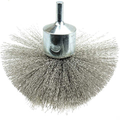 Weiler - End Brushes; Brush Diameter (Inch): 4 ; Fill Material: Stainless Steel ; Filament/Wire Diameter Range (Decimal Inch): 0.0201 and Above ; Filament/Wire Diameter (Decimal Inch): 0.0080 ; Wire Type: Crimped Wire ; Bridled: No - Exact Industrial Supply