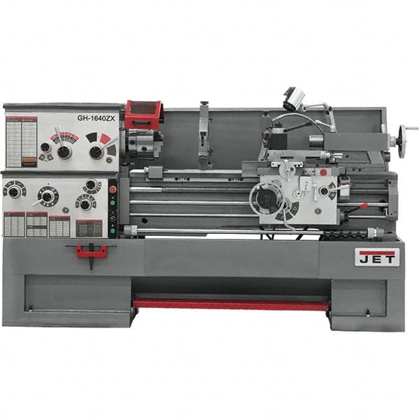 Jet - 16" Swing, 40" Between Centers, 230 Volt, Triple Phase Engine Lathe - 7MT Taper, 7-1/2 hp, 25 to 1,800 RPM, 3-1/8" Bore Diam, 40" Deep x 48" High x 97-1/2" Long - Caliber Tooling