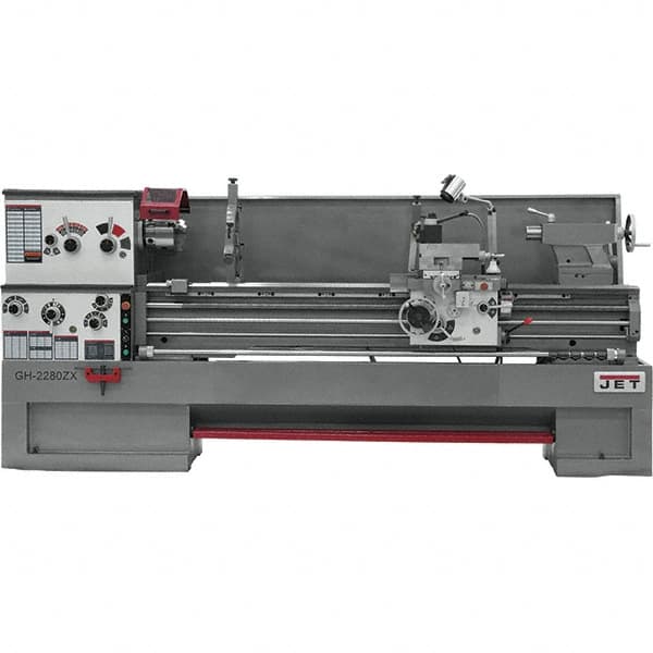 Jet - 22" Swing, 80" Between Centers, 230 Volt, Triple Phase Engine Lathe - 7MT Taper, 10 hp, 25 to 1,800 RPM, 3-1/8" Bore Diam, 40" Deep x 49" High x 136" Long - Caliber Tooling