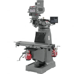 Jet - 9" Table Width x 42" Table Length, Variable Speed Pulley Control, 3 Phase Knee Milling Machine - R8 Spindle Taper, 3 hp - Caliber Tooling