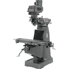 Jet - 9" Table Width x 42" Table Length, Variable Speed Pulley Control, 3 Phase Knee Milling Machine - R8 Spindle Taper, 3 hp - Caliber Tooling