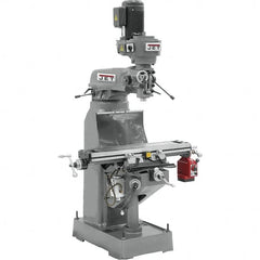 Jet - 7-7/8" Table Width x 35-3/4" Table Length, Step Pulley Control, 3 Phase Knee Milling Machine - R8 Spindle Taper, 1-1/2 hp - Caliber Tooling