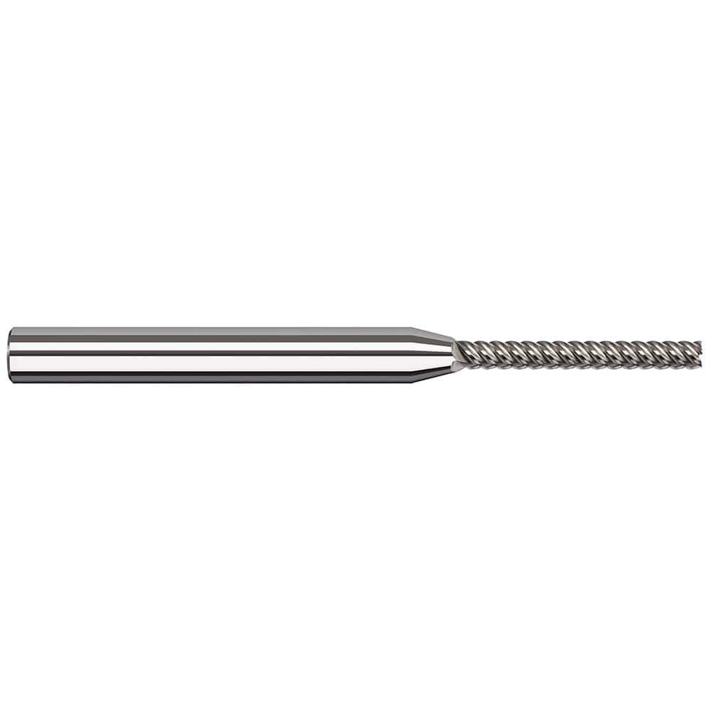 Square End Mill: 1/4'' Dia, 2'' LOC, 1/4'' Shank Dia, 4'' OAL, 5 Flutes, Solid Carbide Single End, Uncoated, 50 ° Variable Helix, RH Cut, RH Flute