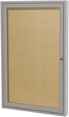 Ghent - 36" Wide x 24" High Enclosed Cork Bulletin Board - Vinyl, Caramel - Caliber Tooling