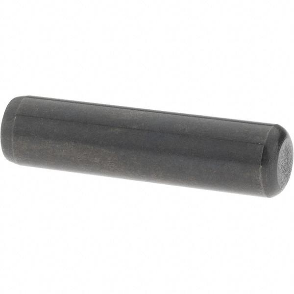 Value Collection - 1/4" Diam x 1" Pin Length Grade 8 Alloy Steel Standard Dowel Pin - Bright Finish, C 47-58 & C 60 (Surface) Hardness, 14,720 Lb (Double Shear), 7,360 Lb (Single Shear) Breaking Strength, 1 Beveled & 1 Rounded End - Caliber Tooling