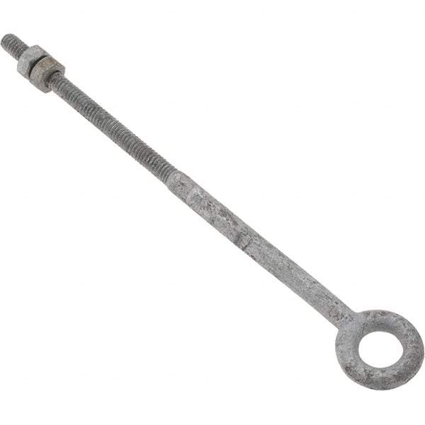 Value Collection - 500 Lb Capacity, Steel, 1/4-20 Thread, Fixed Lifting Eye Bolt - Partially Threaded, 7" Shank, No Shoulder - Caliber Tooling