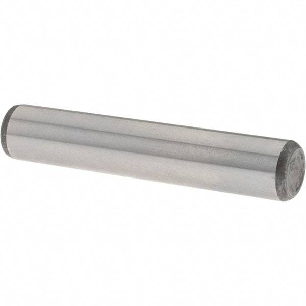 Value Collection - 3/8" Diam x 2" Pin Length Grade 8 Alloy Steel Standard Dowel Pin - C 50-58 Hardness, 28,700 Lb Breaking Strength, 1 Beveled & 1 Rounded End - Caliber Tooling