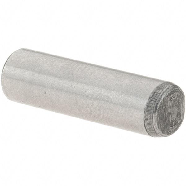 Value Collection - 1/4" Diam x 7/8" Pin Length Grade 8 Alloy Steel Standard Dowel Pin - C 50-58 Hardness, 12,800 Lb Breaking Strength, 1 Beveled & 1 Rounded End - Caliber Tooling