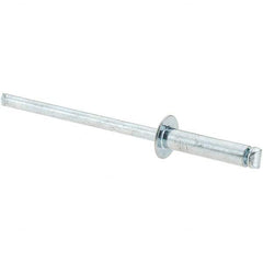 Value Collection - Size 46 Dome Head Steel Open End Blind Rivet - Steel Mandrel, 0.313" to 3/8" Grip, 1/4" Head Diam, 0.129" to 0.133" Hole Diam, 0.525" Length Under Head, 1/8" Body Diam - Caliber Tooling