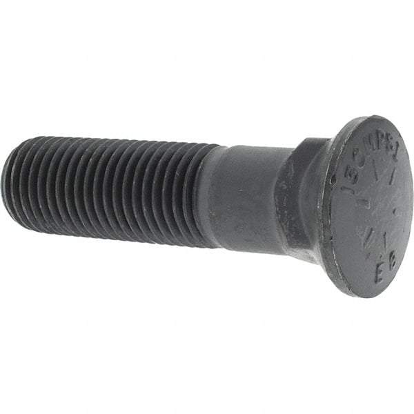 Value Collection - 1-1/4-7 UNC, 5" OAL, Alloy Steel Plow Bolt - Uncoated, Grade 8 - Caliber Tooling