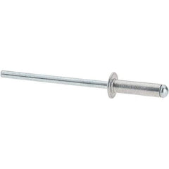 Value Collection - Size 45 Dome Head Aluminum Open End Blind Rivet - Steel Mandrel, 0.251" to 0.312" Grip, 1/4" Head Diam, 0.129" to 0.133" Hole Diam, 0.462" Length Under Head, 1/8" Body Diam - Caliber Tooling