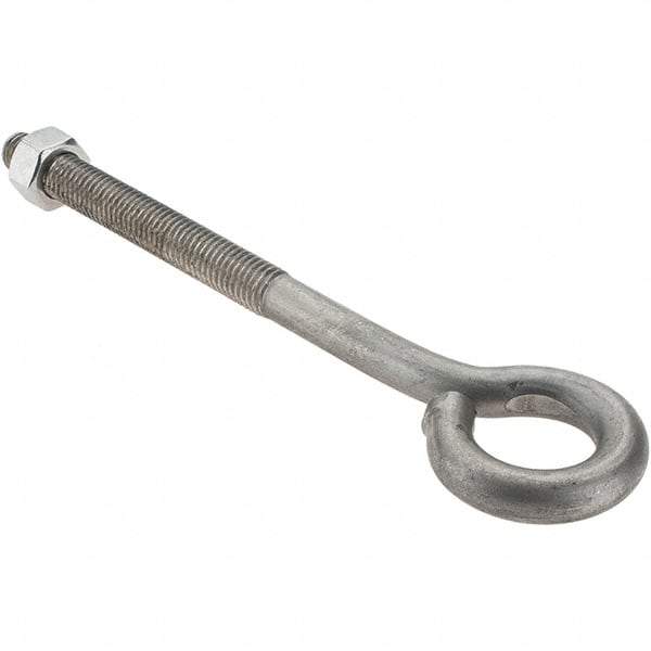 Value Collection - 1/2-13, Stainless Steel Wire Turned Open Eye Bolt - 4" Thread Length, 1" ID, 6" Shank Length - Caliber Tooling