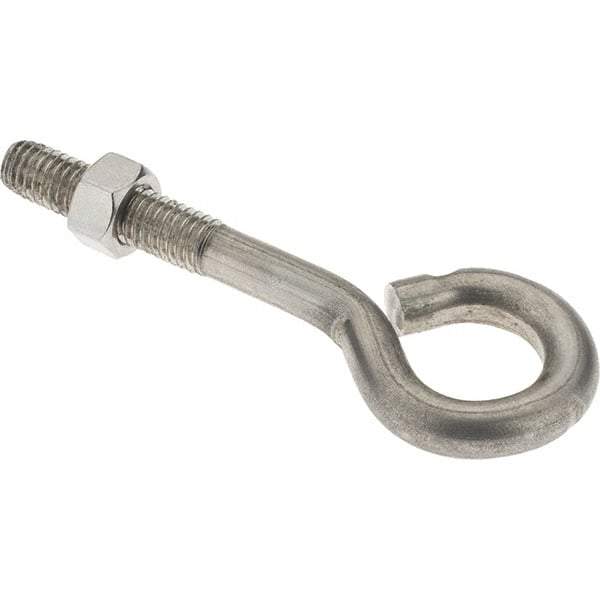 Value Collection - 3/8-16, Stainless Steel Wire Turned Open Eye Bolt - 1-1/2" Thread Length, 3/4" ID, 2-1/2" Shank Length - Caliber Tooling