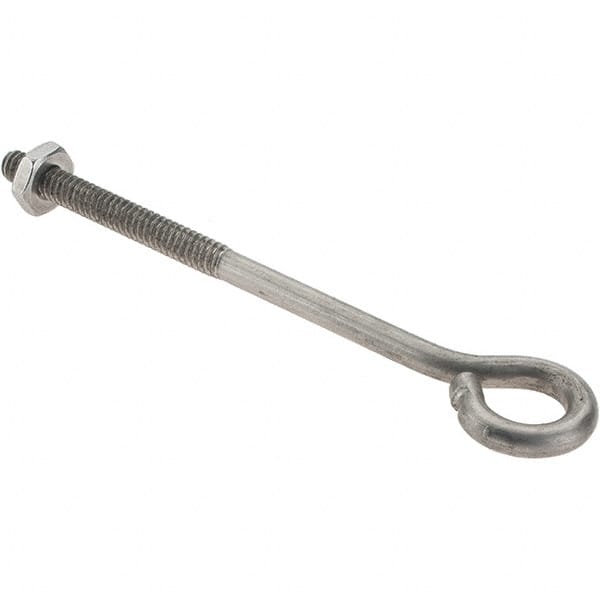 Value Collection - #10-24, Stainless Steel Wire Turned Open Eye Bolt - 1-1/2" Thread Length, 3/8" ID, 3" Shank Length - Caliber Tooling