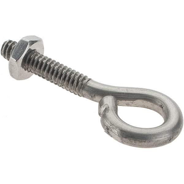 Value Collection - #10-24, Stainless Steel Wire Turned Open Eye Bolt - 7/8" Thread Length, 3/8" ID, 1" Shank Length - Caliber Tooling