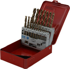 DORMER - 1 to 10mm, 135° Point, Bronze Finish, Cobalt Jobber Length Drill Bit Set - Caliber Tooling