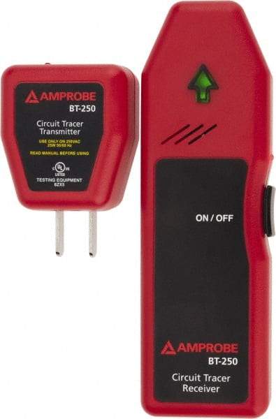 Amprobe - 110 to 110 VAC, Circuit Breaker Finder - 9 Volt, Includes Batteries, Connection Cable, Light Fixture Adapter, Receiver, Socket/Test Lead Adapter with Clips, Transmitter, User Manual - Caliber Tooling