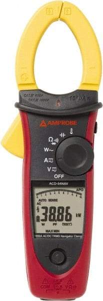 Amprobe - 3729989, CAT IV, CAT III, Digital True RMS Clamp Meter with 1.6535" Clamp On Jaws - 999.9 VAC/VDC, 999.9 AC/DC Amps, Measures Voltage, Capacitance, Current, Temperature - Caliber Tooling