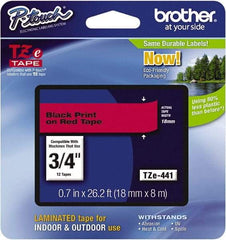 Brother - 3/4" Wide x 314.4" Long, Red Plastic/Paper Tape Cassette - For Label Maker - Caliber Tooling