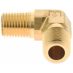 Parker - 1/4 Male Thread, Brass Industrial Pipe 90° Male Elbow - Caliber Tooling