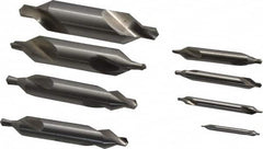 Chicago-Latrobe - 8 Piece, #1 to 8, 1/8 to 3/4" Body Diam, 3/64 to 5/16" Point Diam, Plain Edge, High Speed Steel Combo Drill & Countersink Set - 60° Incl Angle, 1/8 to 3-1/2" OAL, Double End, 217 Series Compatibility - Caliber Tooling