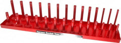 Made in USA - 28 Piece Capacity Deep & Shallow Inch Socket Tray - 1/2" Drive, Red - Caliber Tooling