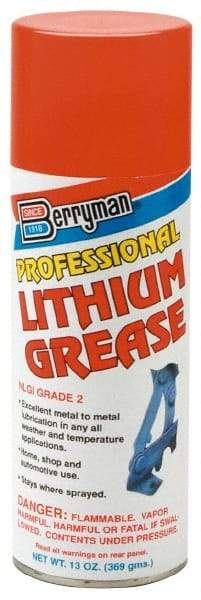 Berryman Products - 11 oz Aerosol Lithium Extreme Pressure Grease - Opaque, Extreme Pressure, 120°F Max Temp, - Caliber Tooling