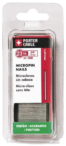 Porter-Cable - 23 Gauge 5/8" Long Pin Nails for Power Nailers - Grade 2 Steel, Galvanized Finish, Straight Stick Collation, Chisel Point - Caliber Tooling