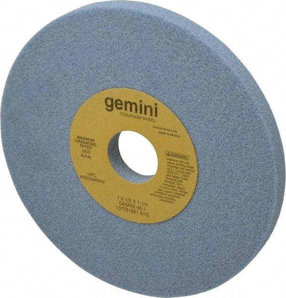 Norton - 7" Diam x 1-1/4" Hole x 1/2" Thick, J Hardness, 46 Grit Surface Grinding Wheel - Aluminum Oxide, Type 1, Coarse Grade, 3,600 Max RPM, No Recess - Caliber Tooling