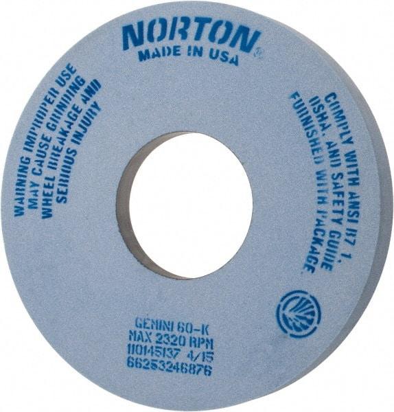 Norton - 14" Diam x 5" Hole x 1-1/2" Thick, K Hardness, 60 Grit Surface Grinding Wheel - Aluminum Oxide, Type 5, Medium Grade, 2,320 Max RPM, One-Side Recess - Caliber Tooling