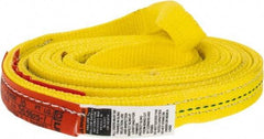 Lift-All - 10' Long x 1" Wide, 3,200 Lb Vertical Capacity, 2 Ply, Polyester Web Sling - 2,500 Lb Choker Capacity, Yellow - Caliber Tooling