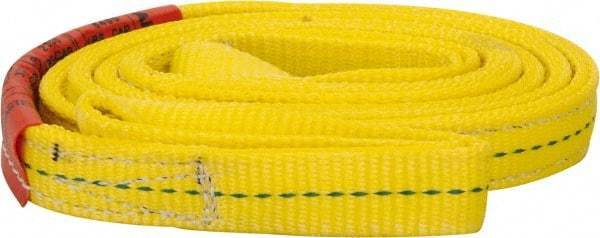 Lift-All - 8' Long x 1" Wide, 3,200 Lb Vertical Capacity, 2 Ply, Polyester Web Sling - 2,500 Lb Choker Capacity, Yellow - Caliber Tooling