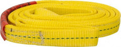 Lift-All - 8' Long x 1" Wide, 3,200 Lb Vertical Capacity, 2 Ply, Polyester Web Sling - 2,500 Lb Choker Capacity, Yellow - Caliber Tooling