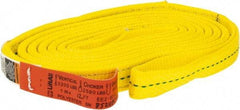 Lift-All - 12' Long x 1" Wide, 3,200 Lb Vertical Capacity, 2 Ply, Polyester Web Sling - 2,500 Lb Choker Capacity, Yellow - Caliber Tooling