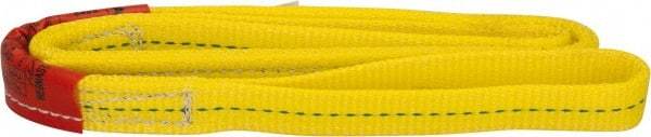 Lift-All - 4' Long x 1" Wide, 3,200 Lb Vertical Capacity, 2 Ply, Polyester Web Sling - 2,500 Lb Choker Capacity, Yellow - Caliber Tooling