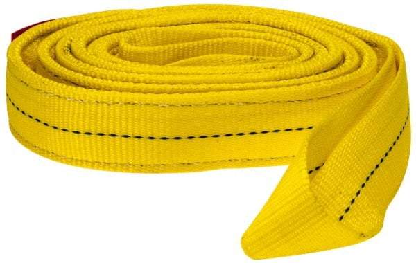 Lift-All - 10' Long x 2" Wide, 6,400 Lb Vertical Capacity, 2 Ply, Polyester Web Sling - 5,000 Lb Choker Capacity, Yellow - Caliber Tooling