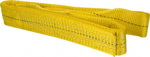 Lift-All - 4' Long x 2" Wide, 6,400 Lb Vertical Capacity, 2 Ply, Polyester Web Sling - 5,000 Lb Choker Capacity, Yellow - Caliber Tooling