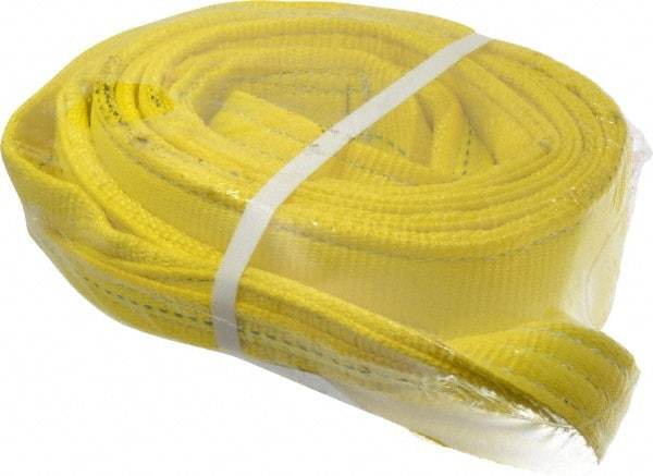 Lift-All - 10' Long x 3" Wide, 8,600 Lb Vertical Capacity, 2 Ply, Polyester Web Sling - 6,900 Lb Choker Capacity, Yellow - Caliber Tooling