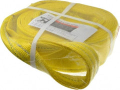 Lift-All - 12' Long x 3" Wide, 8,600 Lb Vertical Capacity, 2 Ply, Polyester Web Sling - 6,900 Lb Choker Capacity, Yellow - Caliber Tooling