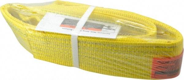 Lift-All - 4' Long x 3" Wide, 8,600 Lb Vertical Capacity, 2 Ply, Polyester Web Sling - 6,900 Lb Choker Capacity, Yellow - Caliber Tooling